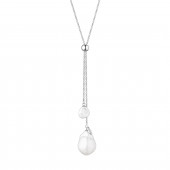 Colier lung argint 70 cm cu perle naturale keshi DiAmanti SK20476N-W-G